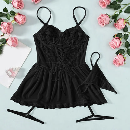 Plus Size Lingerie Women Set Fun Underwear Sexy Lace Nightclub